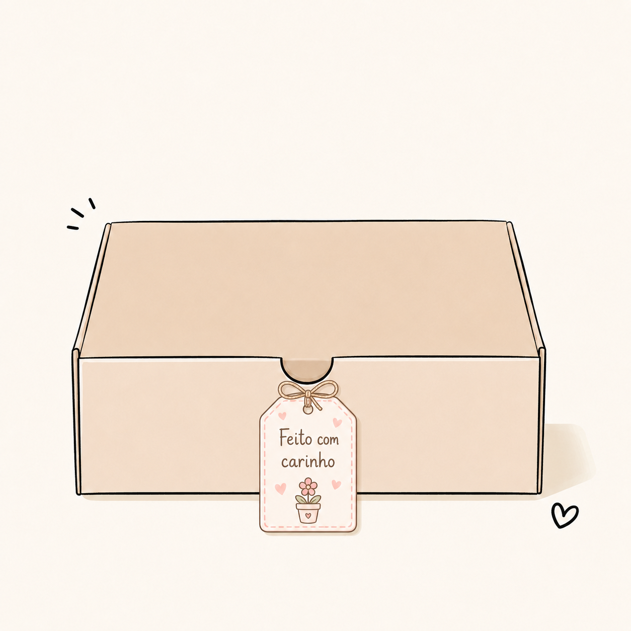 Embalagem com tag personalizada feito com carinho